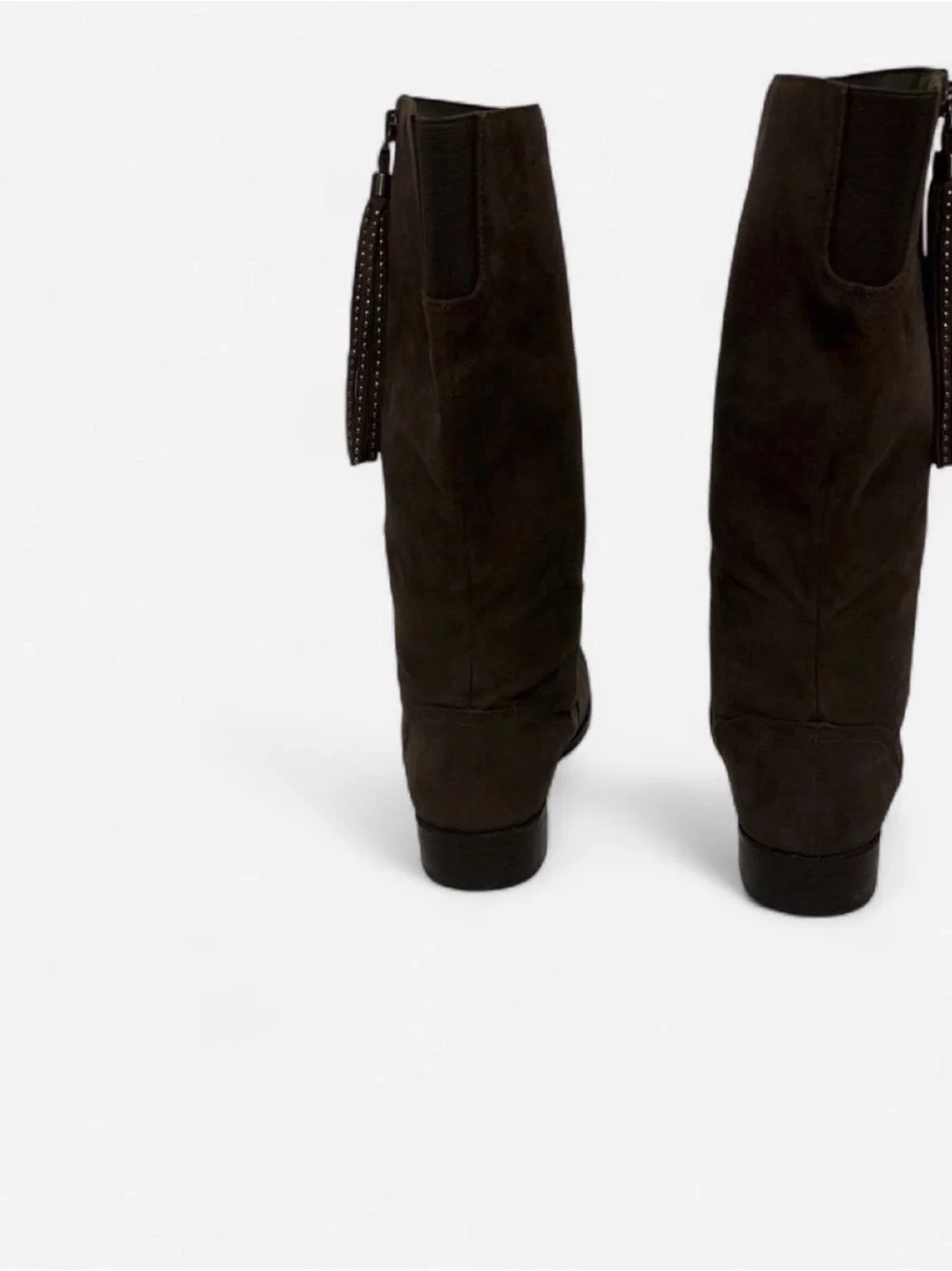 Wonder Nation Dark Gray Faux Suede Tall Boots Side Zipper Tassel Detail Size 6